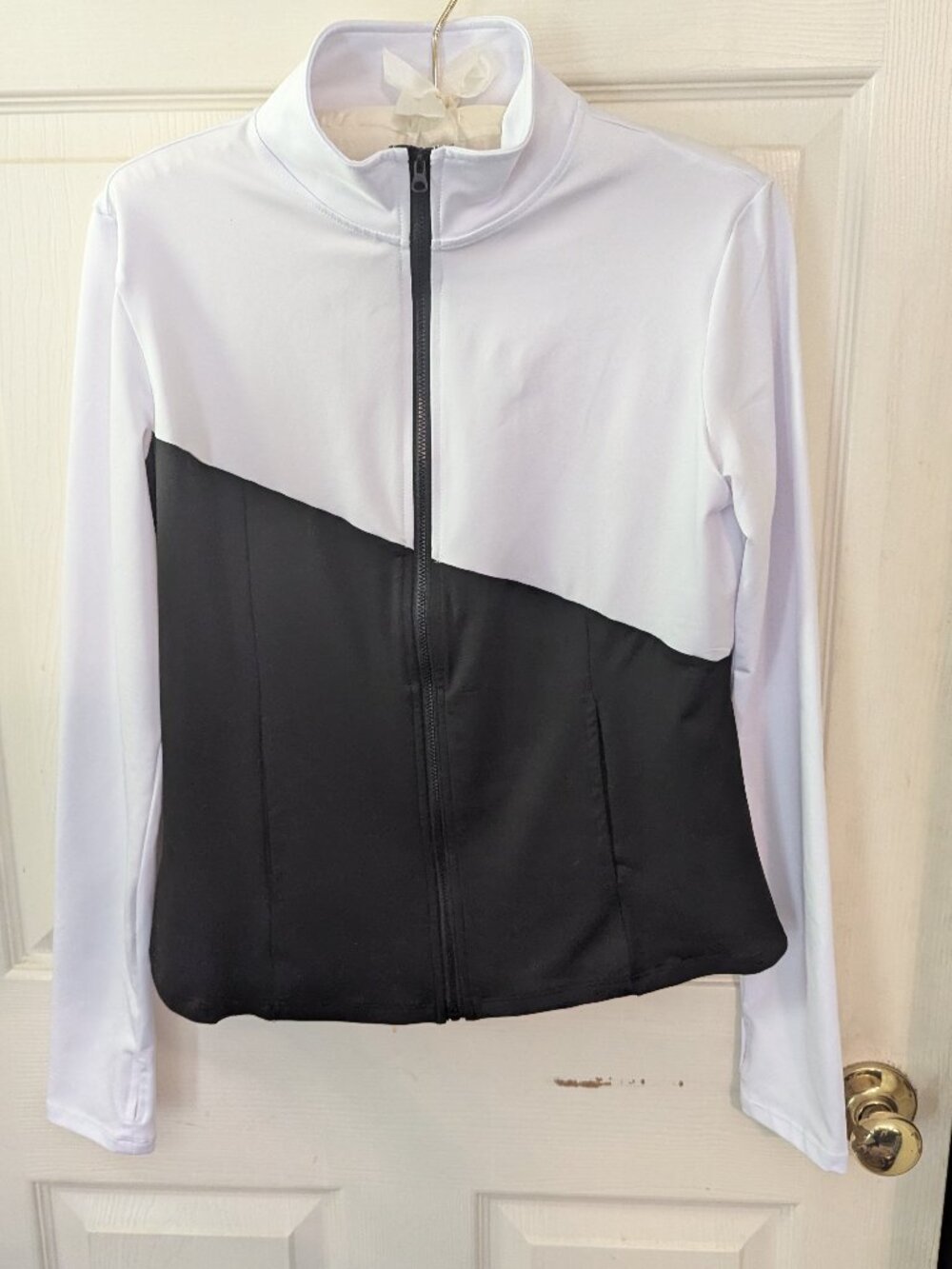 white and black Athletic jacket